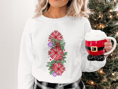 Festive Sweater with Christmas Snowflakes Design