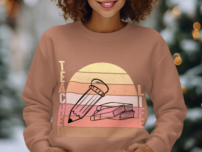 Teacher Life in Retro Style Design Sweatshirt Product