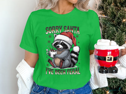 Sorry Santa Raccoon Christmas Graphic Shirt