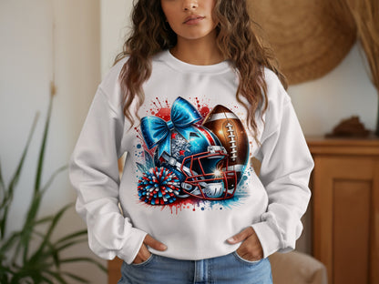 Festive Football Helmet Bow and Pom Pom Sweatshirt product type