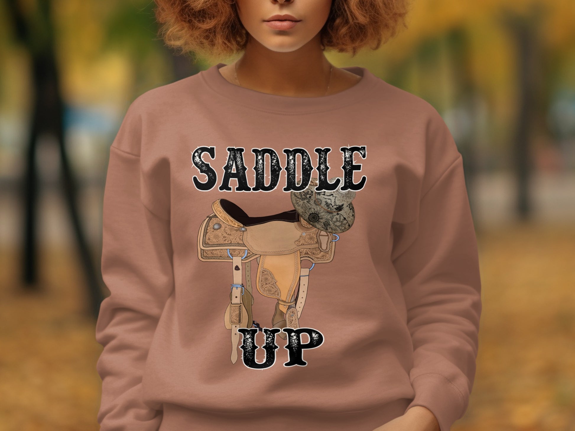 Saddle Up Western Themed Graphic Sweatshirt Product