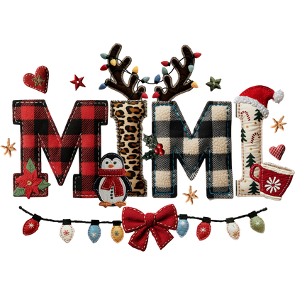 Merry Christmas MIMI Plaid Reindeer Holiday Decor