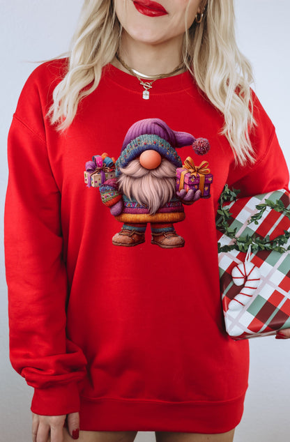 Festive Gnome Christmas Sweatshirt with Gift Decorations