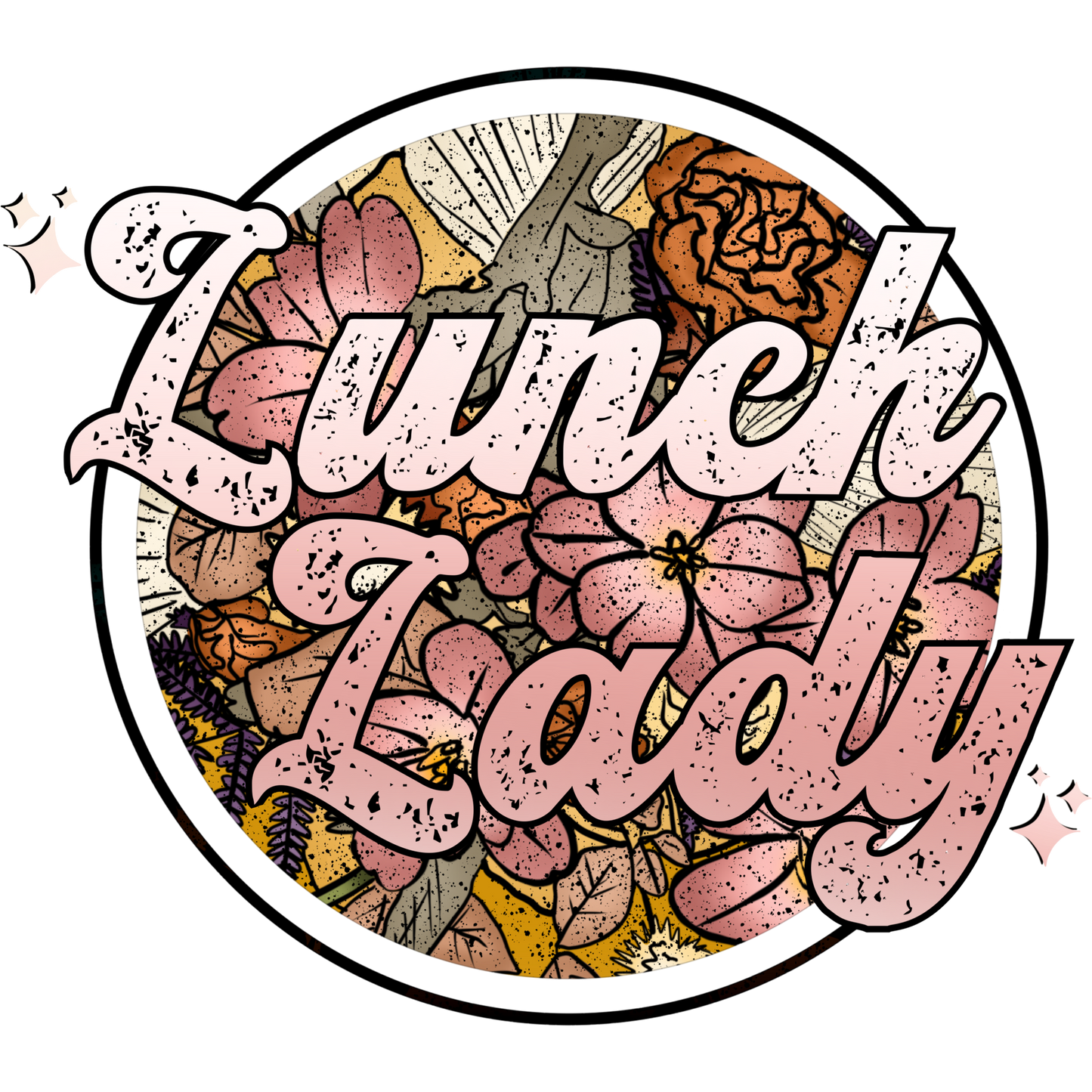 Vintage Floral Lunch Lady Sticker Retro Style Design