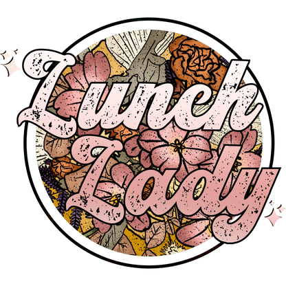 Vintage Floral Lunch Lady Sticker Retro Style Design