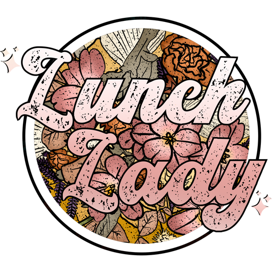 Vintage Floral Lunch Lady Sticker Retro Style Design
