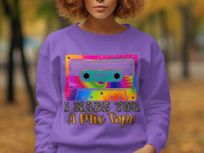 I Made You A Mix Tape Colorful Cassette Graphic Sweatshirt