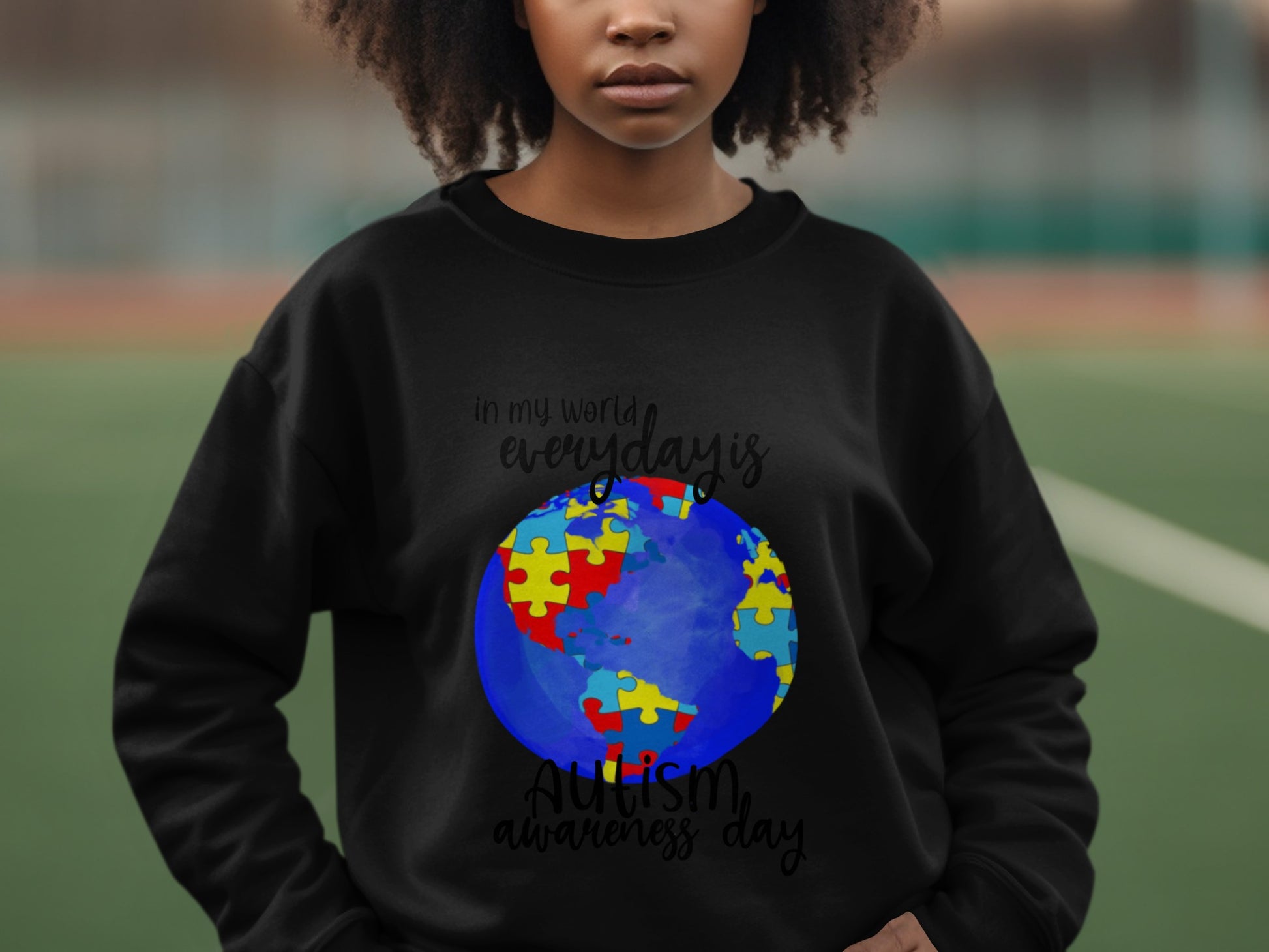 Autism Awareness Day Puzzle Globe Design Sweatshirt