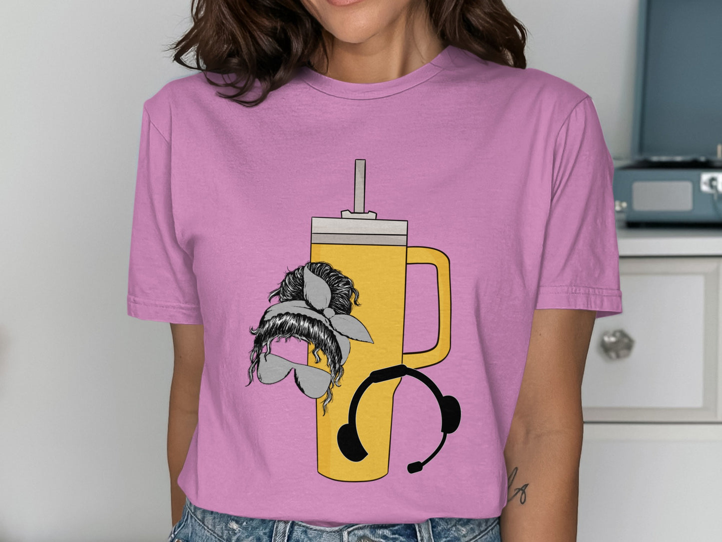 Quirky Character with Headphones Graphic Tee