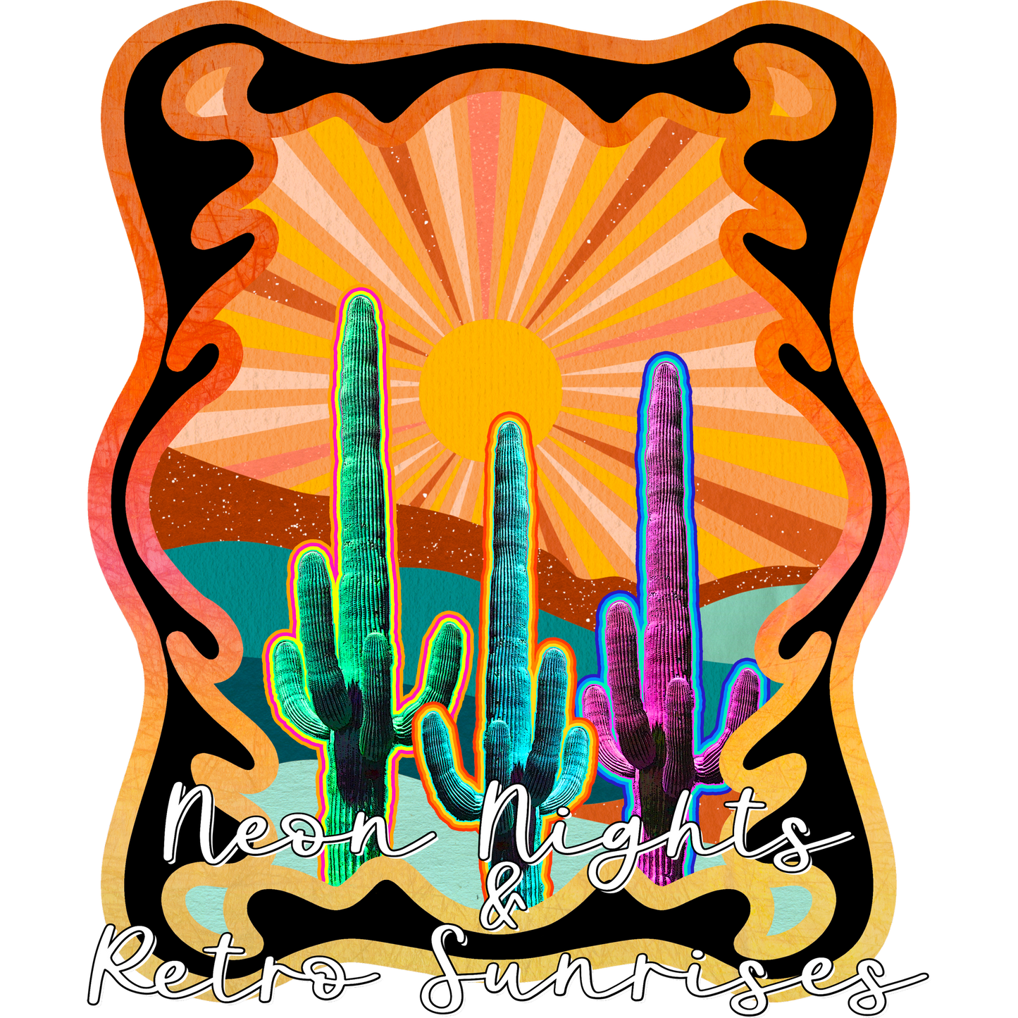 Neon Nights and Retro Sunrises Vibrant Art Print