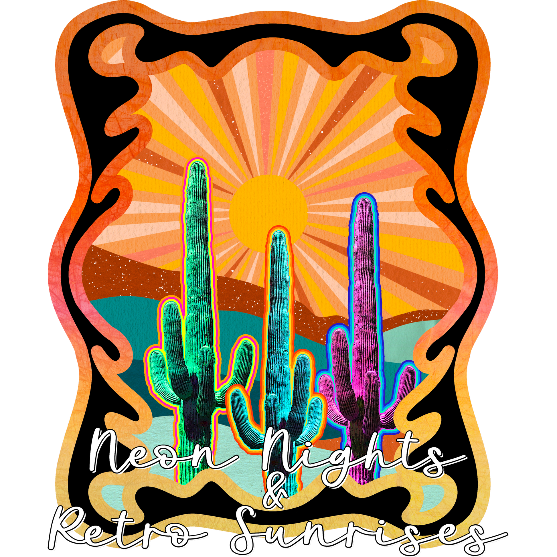 Neon Nights and Retro Sunrises Vibrant Art Print