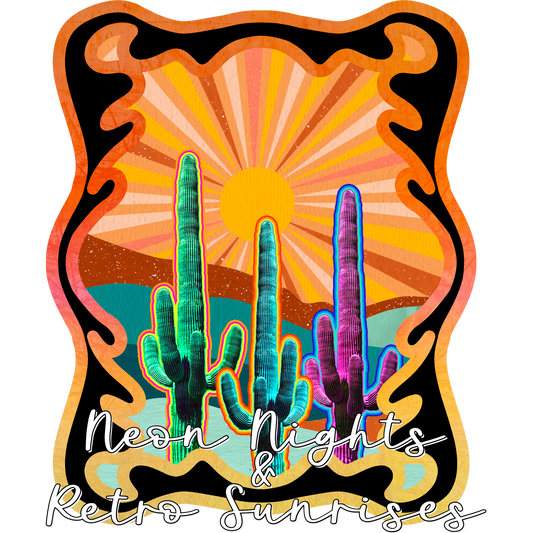 Neon Nights and Retro Sunrises Vibrant Art Print