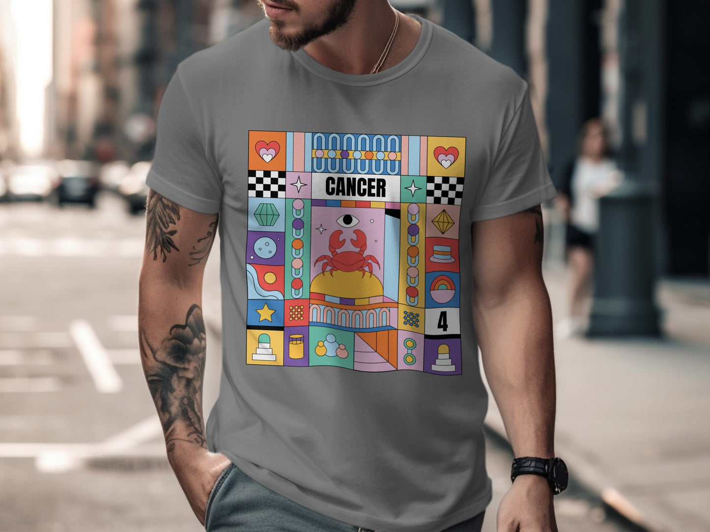Vibrant Cancer Zodiac Art Graphic T-Shirt Design