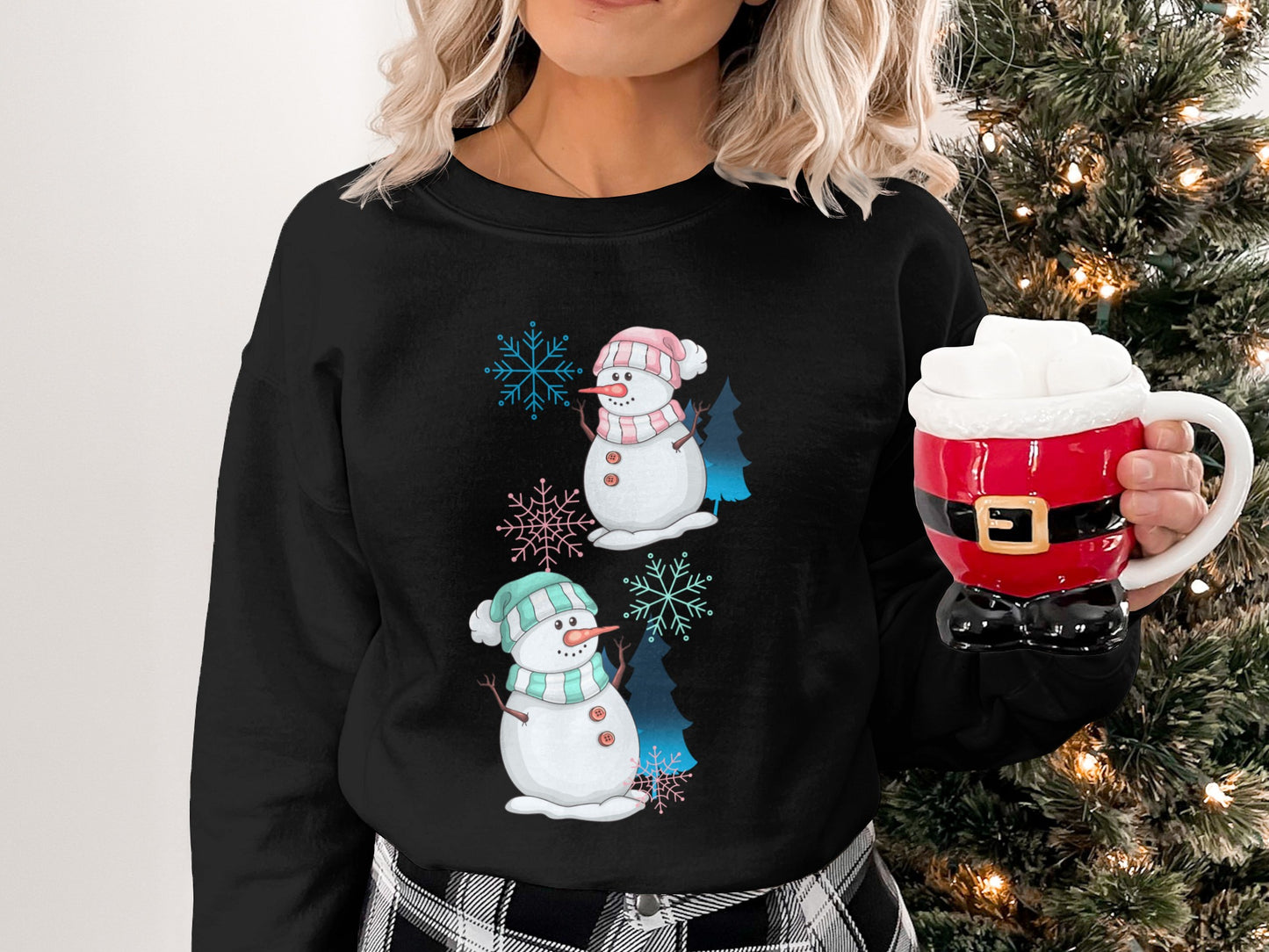 Cozy Festive Snowman Design Long Sleeve Shirt