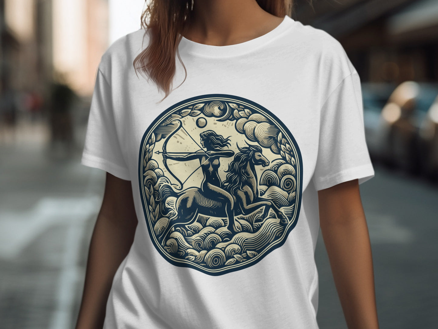 Archer Riding Horse Mythical Scene T-Shirt