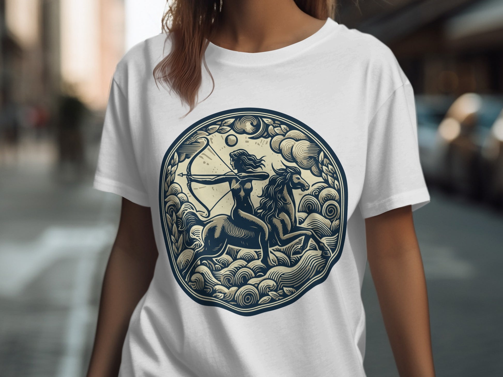 Archer Riding Horse Mythical Scene T-Shirt