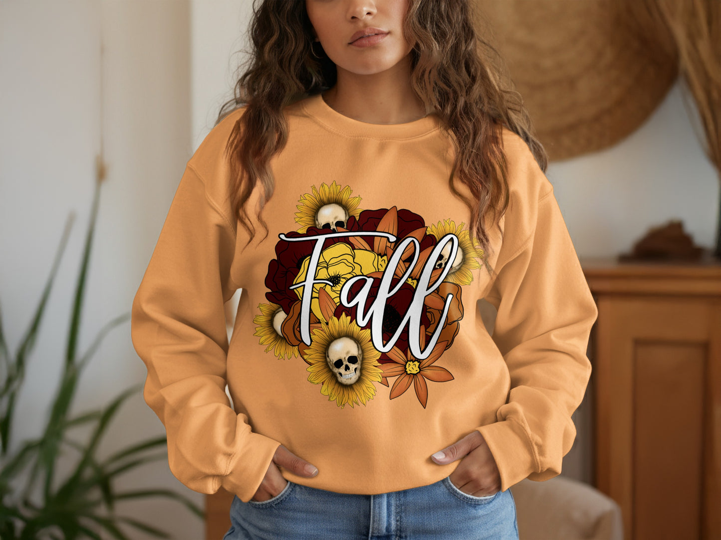 Fall Sunflower Skull Graphic Sweatshirt product