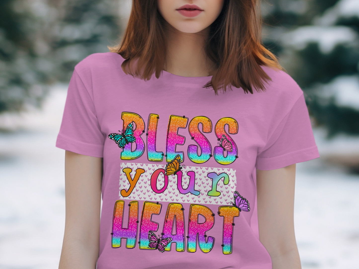 Bless Your Heart Colorful Butterfly T-Shirt
