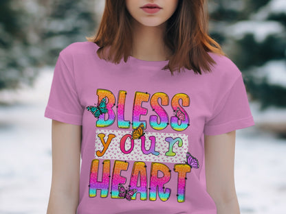 Bless Your Heart Colorful Butterfly T-Shirt