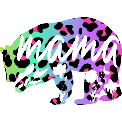 Colorful Mama Bear with Floral Details Design
