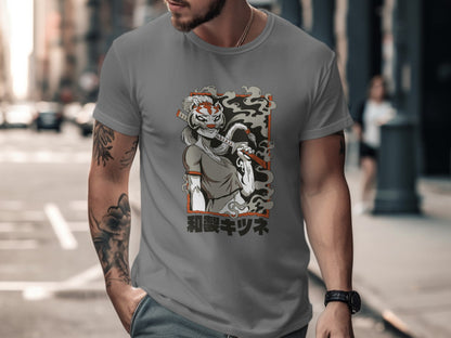 Warrior Samurai Graphic Tee with Tattooed Arm Design