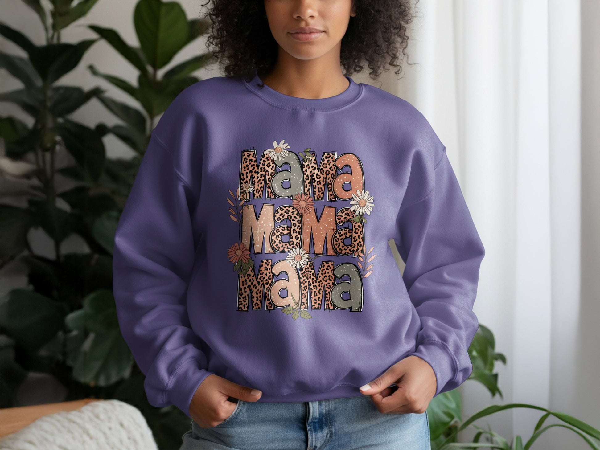 Mama Mama Mama Print on Purple Sweatshirt product