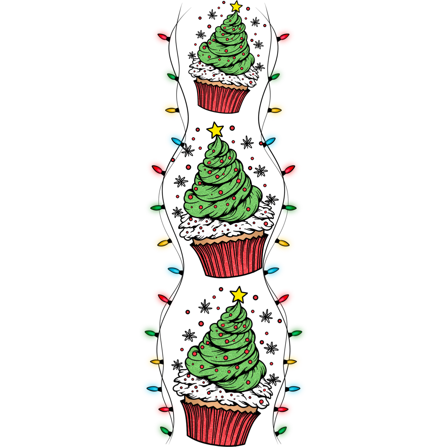 Festive Christmas Tree Cupcake Design Holiday Decor
