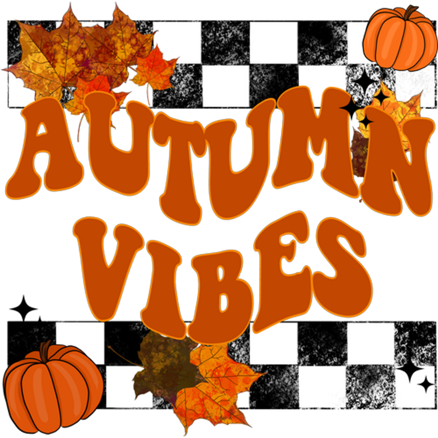 Autumn Vibes Pumpkin and Checkerboard Design Decor