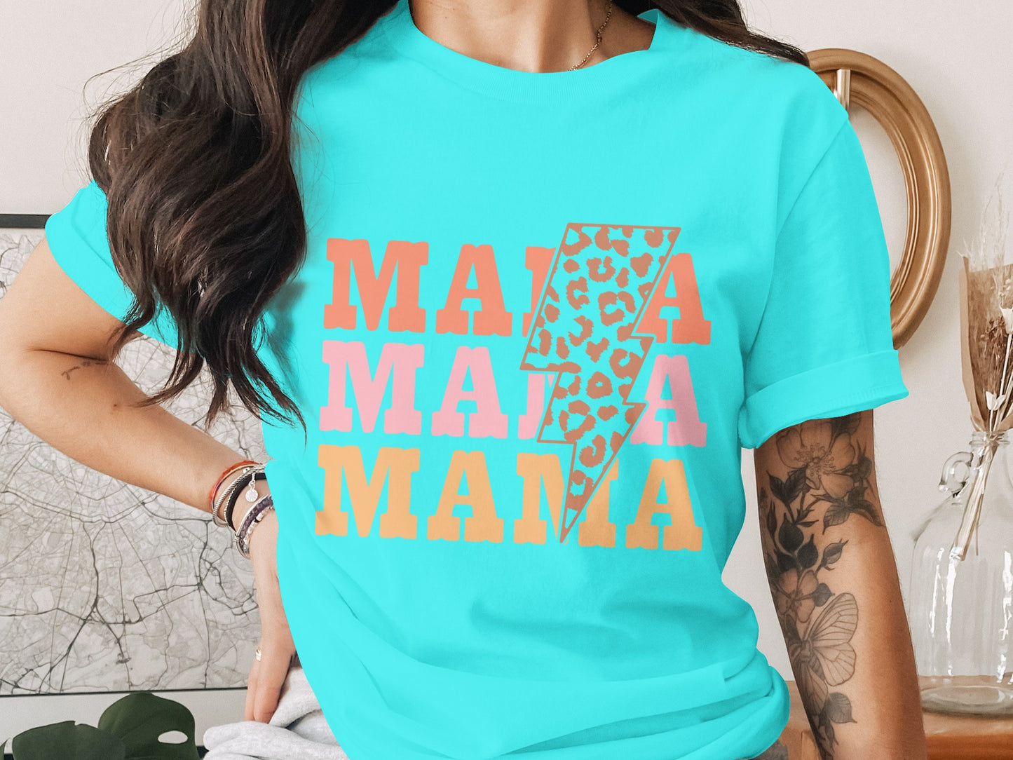 Mama Leopard Lightning Bolt Graphic Tee
