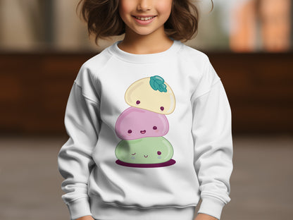 Cute Stacked Mochi Faces Design Sweatshirt
