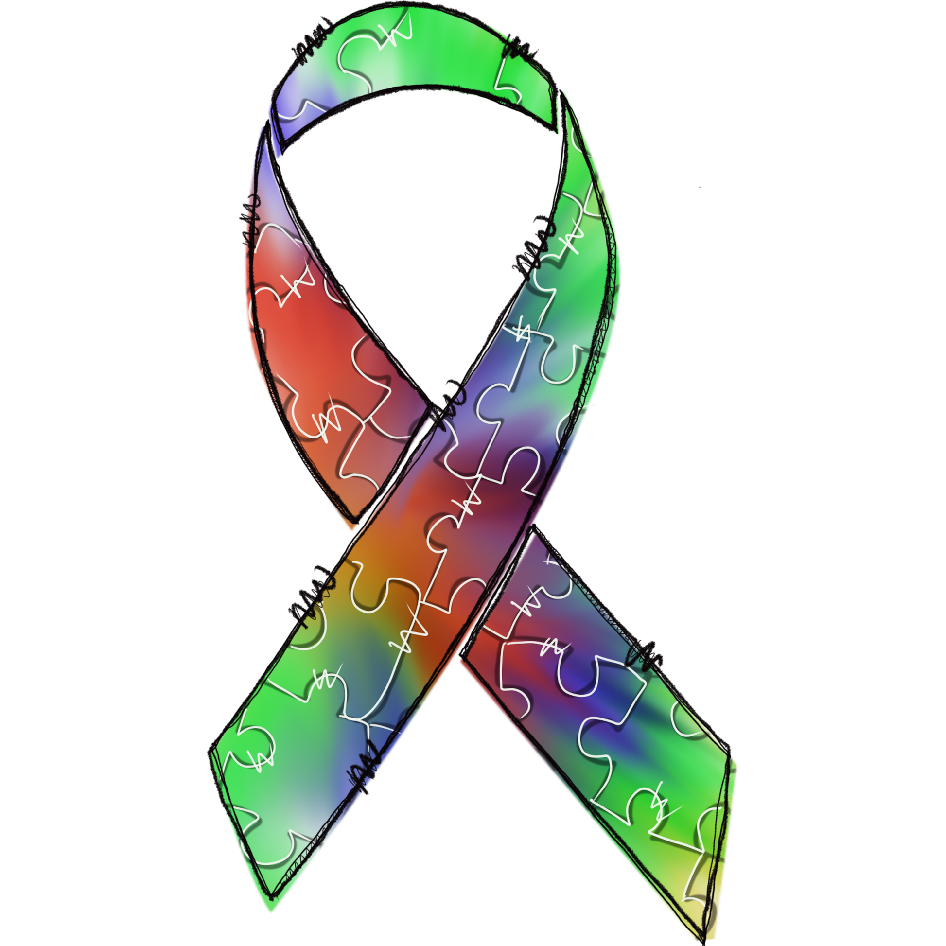 Multicolored Ribbon with Puzzle Pattern Design