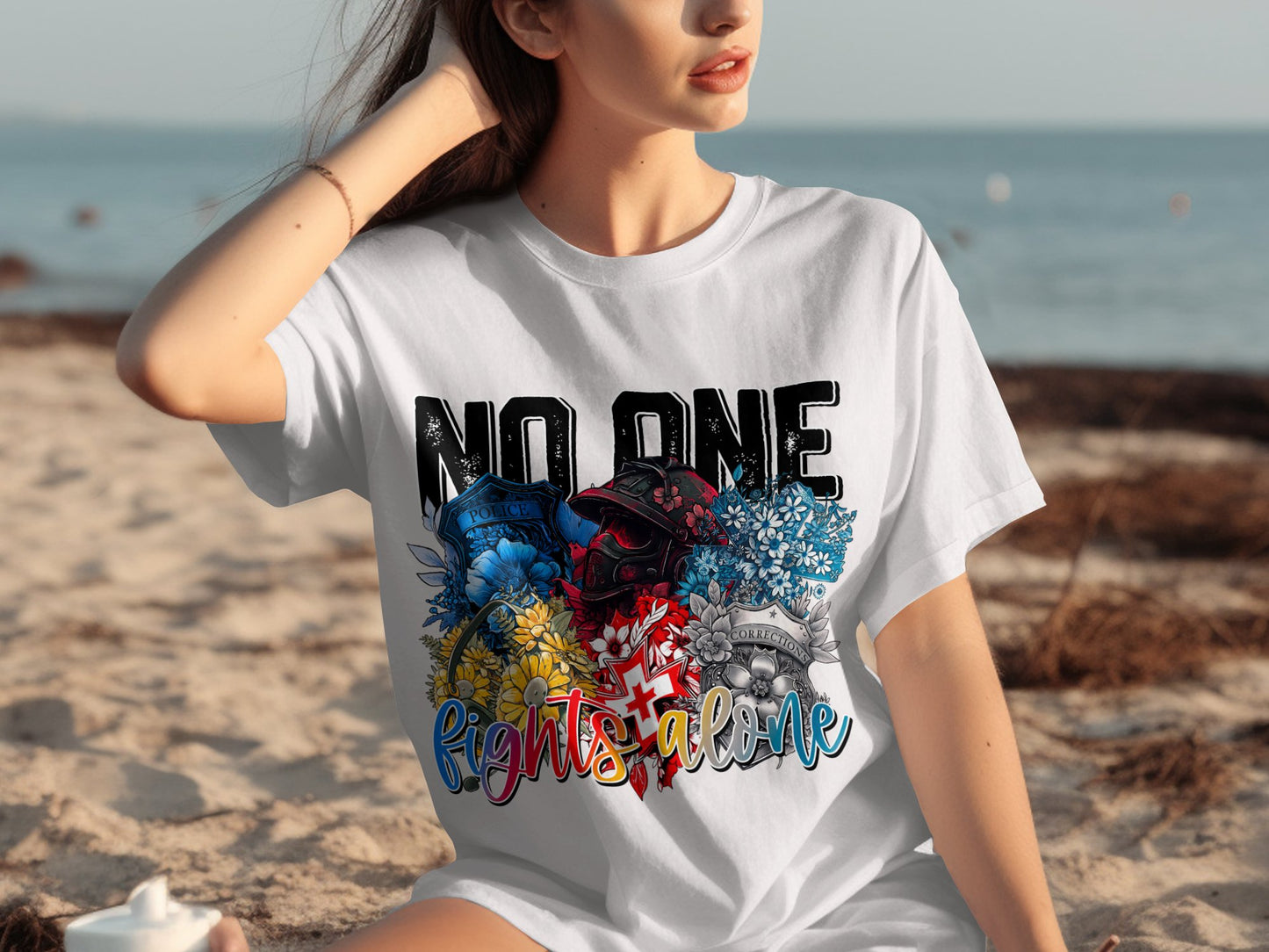 No One Fights Alone Graphic White T-Shirt