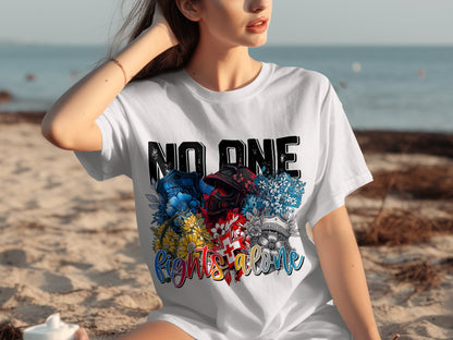 No One Fights Alone Graphic White T-Shirt