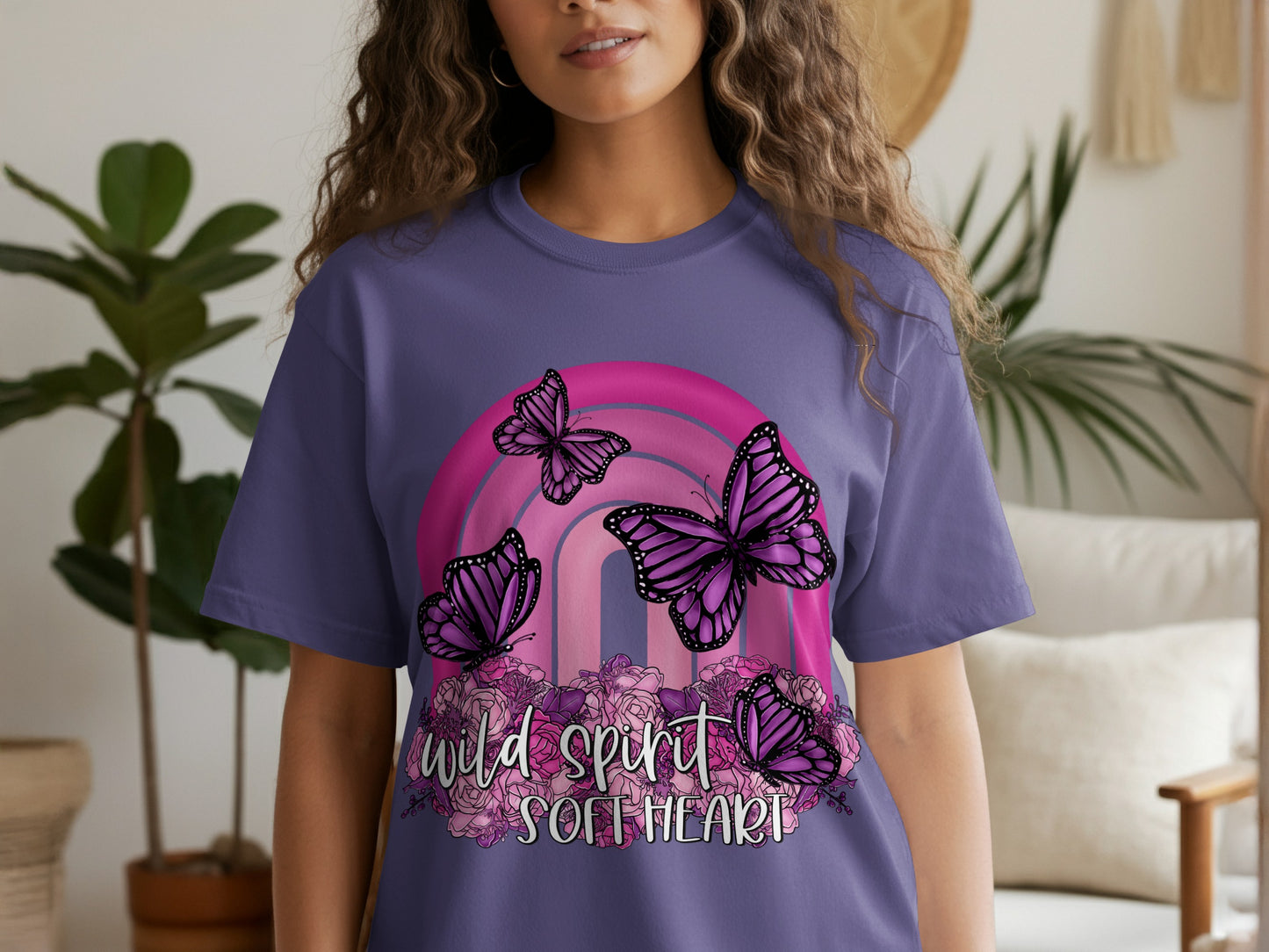 Wild Spirit Soft Heart Butterfly T-shirt Design