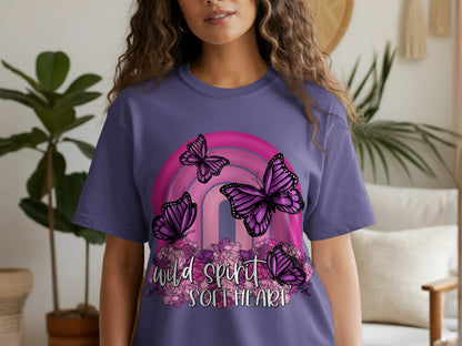 Wild Spirit Soft Heart Butterfly T-shirt Design