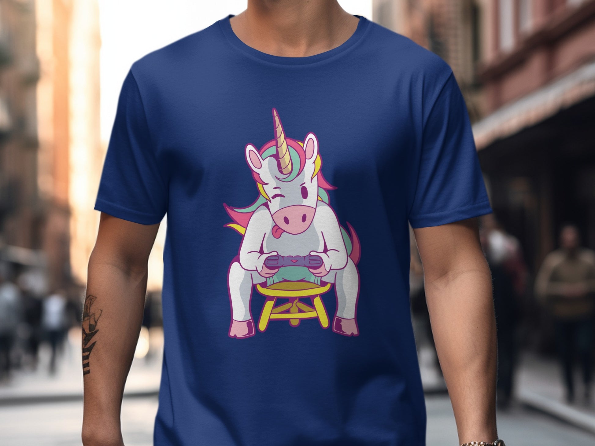 Unicorn Playing Video Games Graphic T-shirt