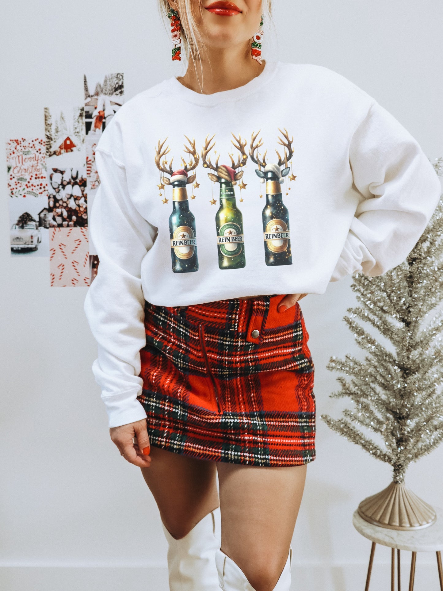 Reindeer Bottles Design Festive Holiday Sweatshirt Product