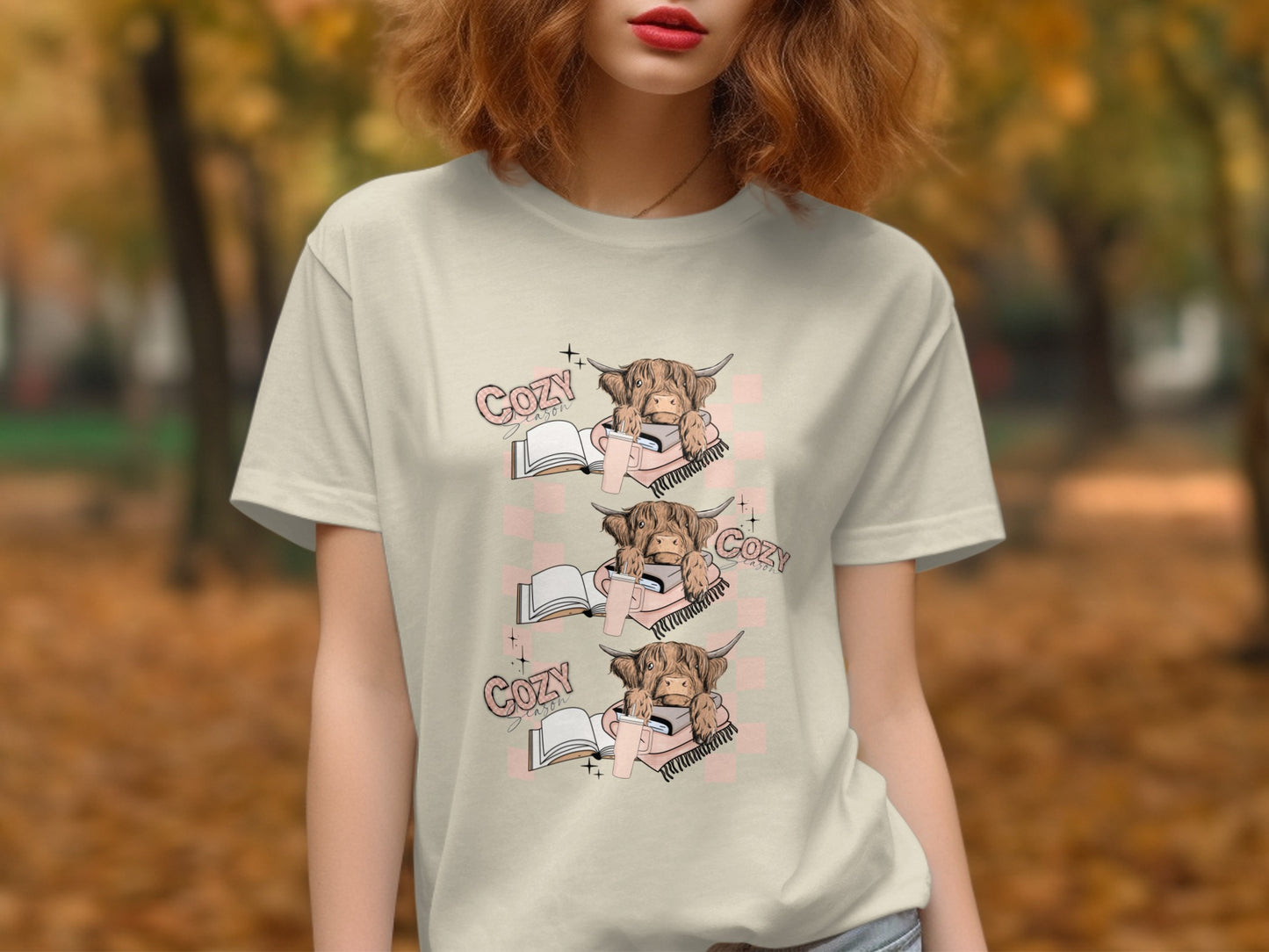 Cozy Dog Reading T-Shirt Fall Aesthetic Apparel Product