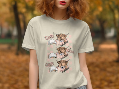 Cozy Dog Reading T-Shirt Fall Aesthetic Apparel Product