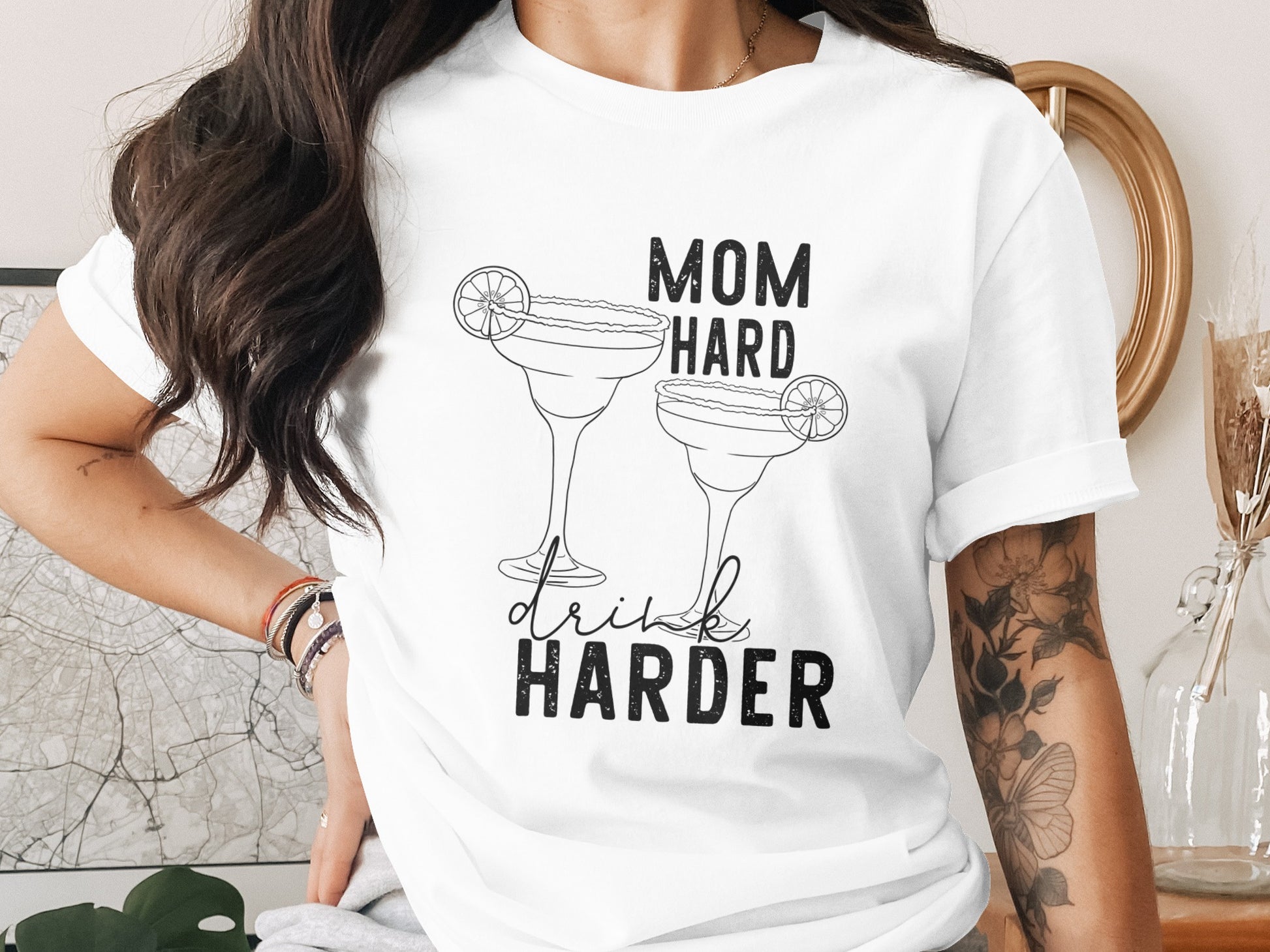 Mom Hard Drink Harder Graphic Tee