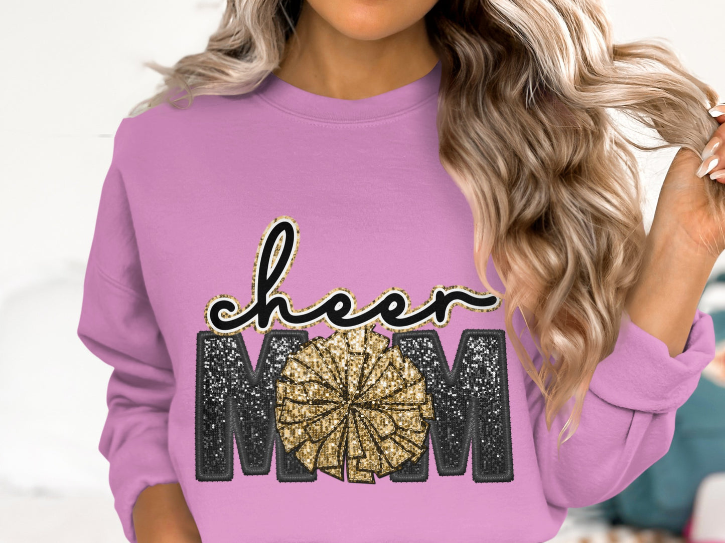 Cheer Mom Cute Sparkly Fun Sweatshirt for Moms