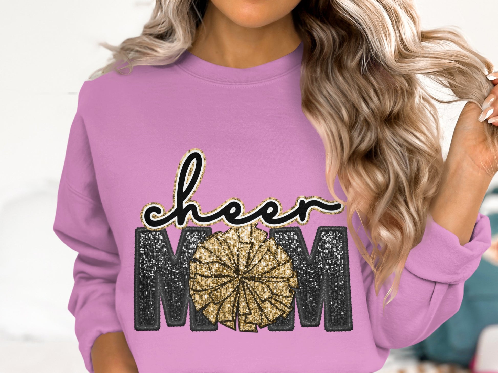Cheer Mom Cute Sparkly Fun Sweatshirt for Moms
