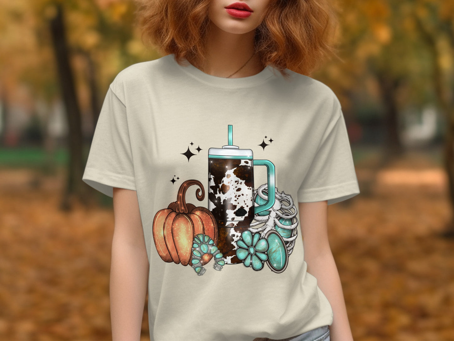 Autumn Pumpkin and Coffee Themed Casual Shirt