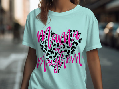 Mama of Mayhem Leopard Heart Graphic Tee