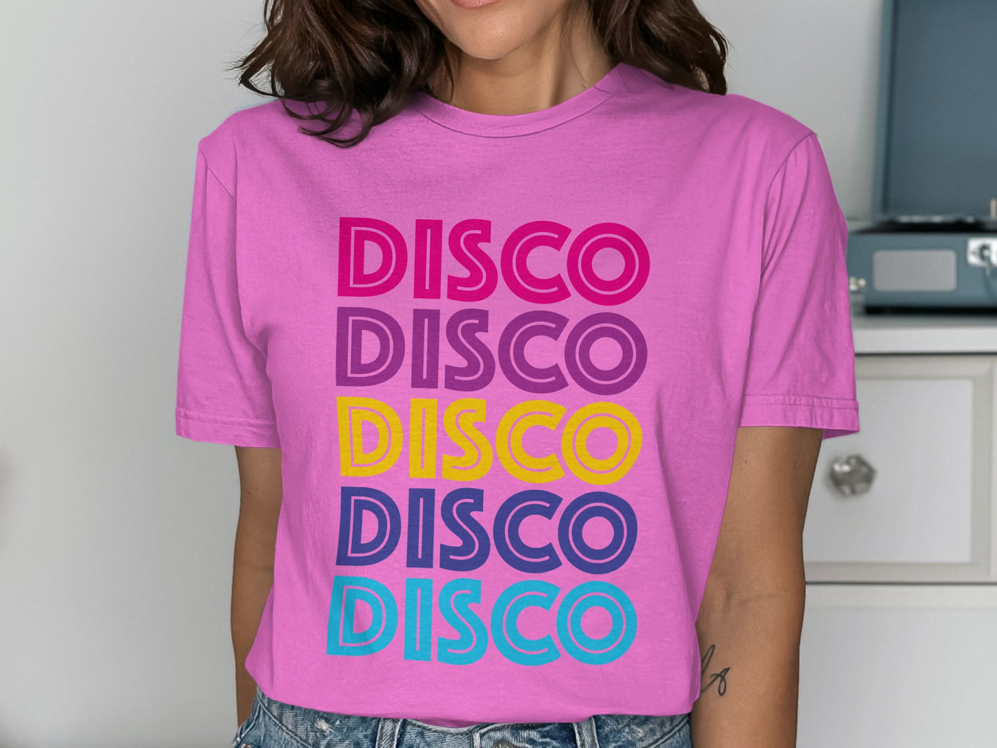 Colorful Disco Graphic Print Shirt