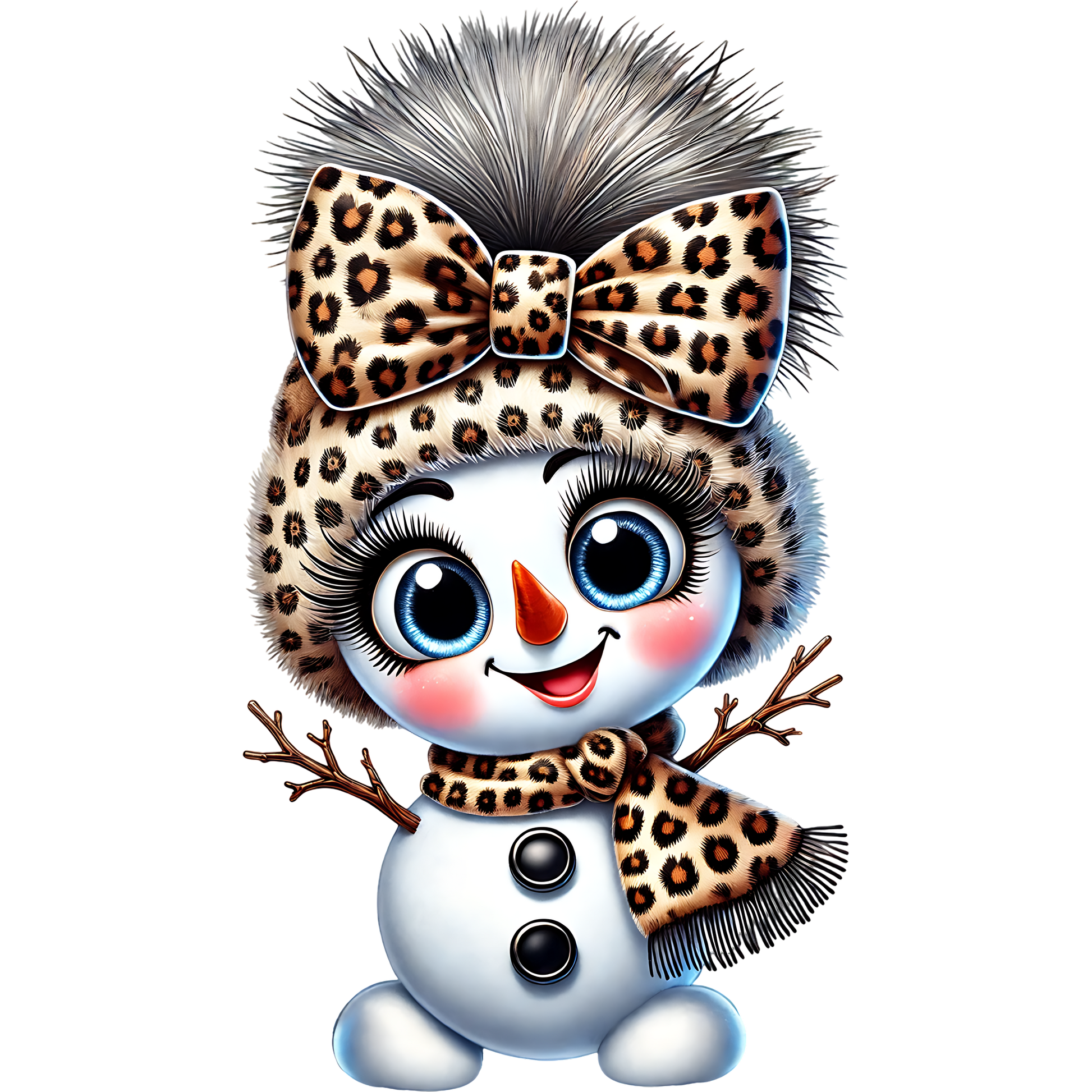 Cute Snowman with Leopard Print Accessories Product