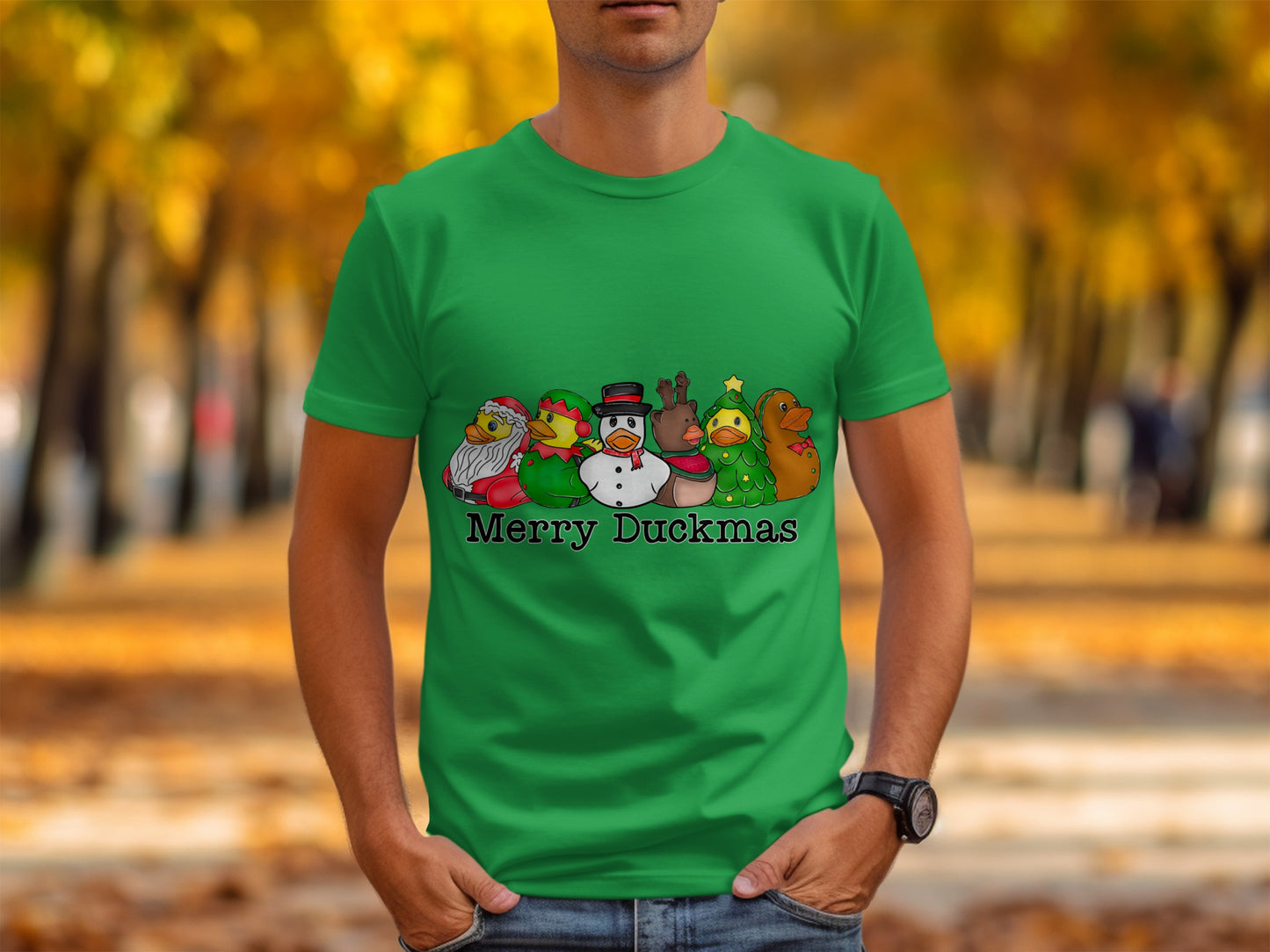 Festive Merry Duckmas T-Shirt with Adorable Duck Characters