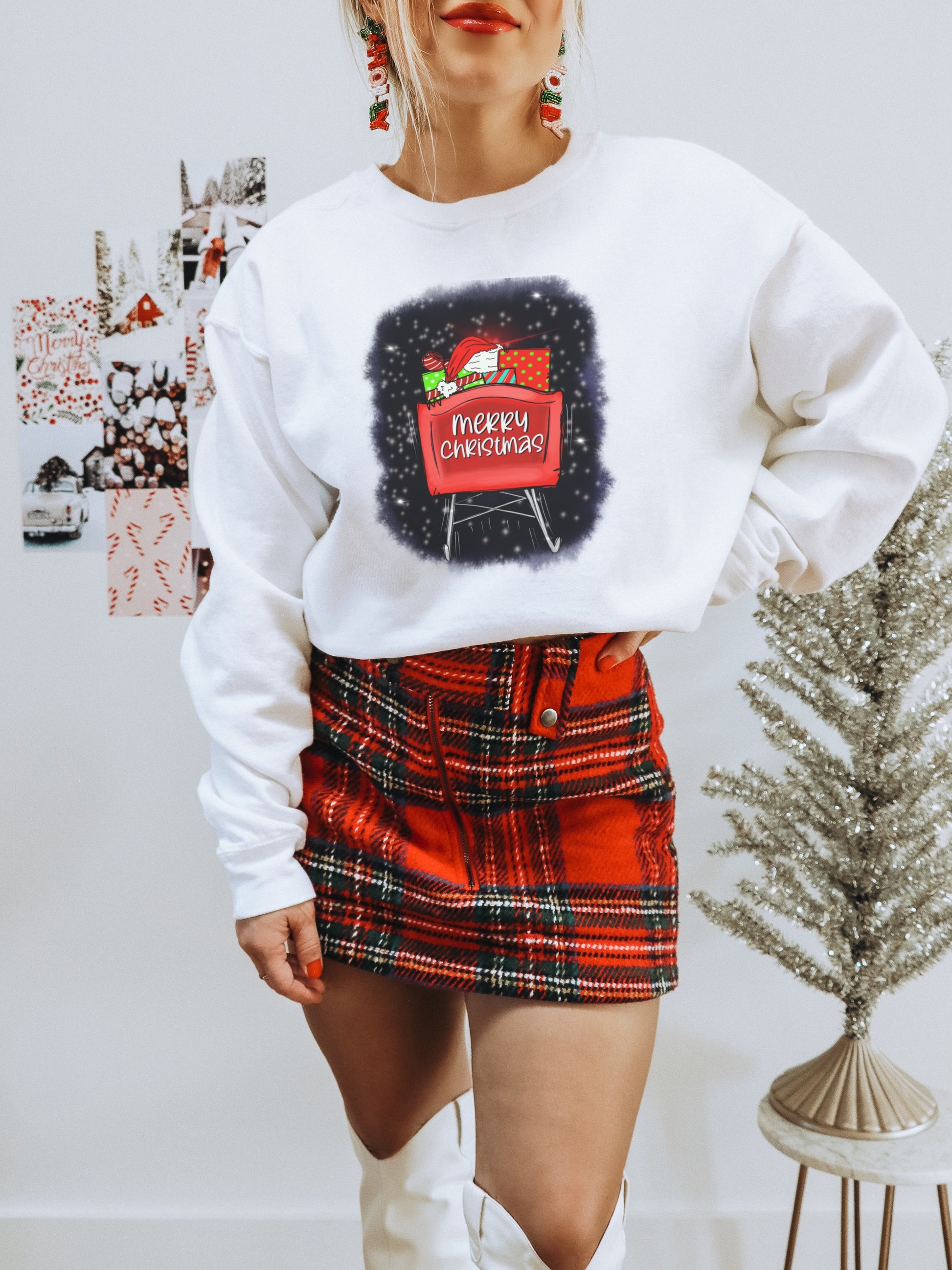 Merry Christmas Board Graphic Sweatshirt