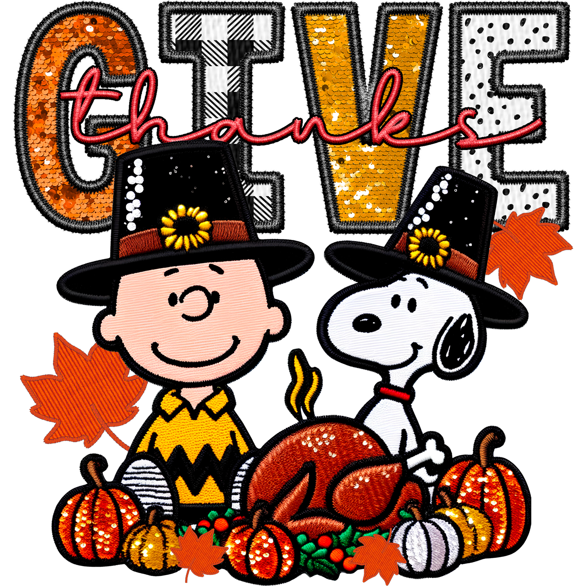 Thanksgiving GIVE Thanks Embroidered Patch