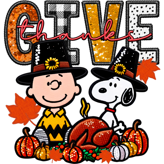 Thanksgiving GIVE Thanks Embroidered Patch